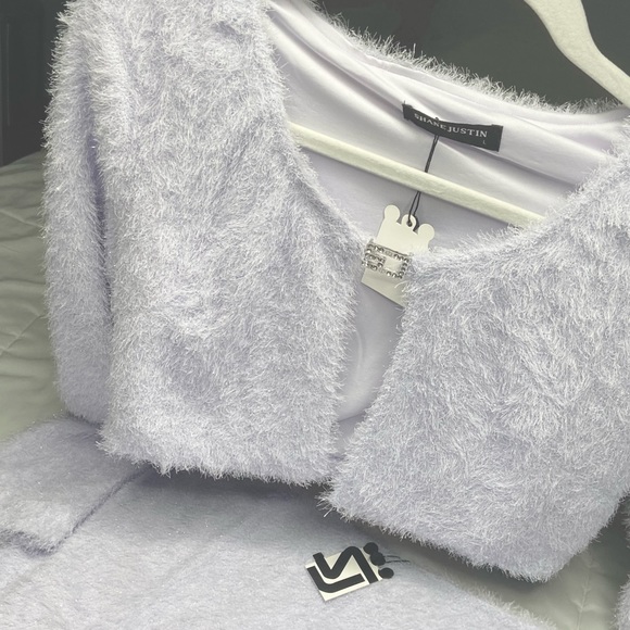 Light Purple Furry Long Sleeve Skirt Set SHANE JUSTIN - Picture 6 of 11